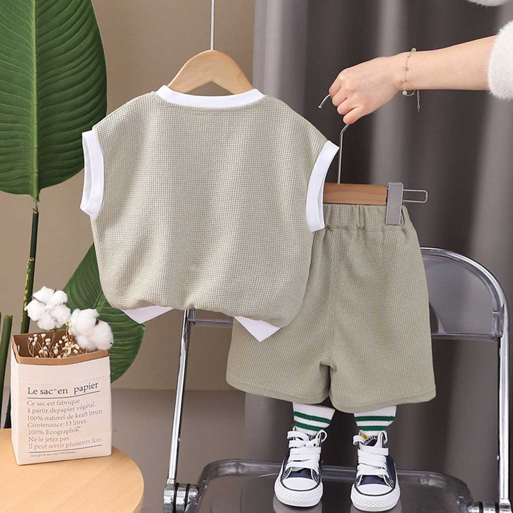 Boys Sleeveless Waffle Knit T-Shirt With Shorts Set 2 pc. Sets   