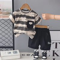 Boys Grey Typographic Printed Round Neck T-Shirt with Shorts Sets Sets Grey 1-2 Y