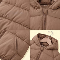 Boys Brown Hooded Quilted Puffer Jacket Coats & Jackets
