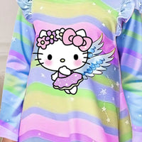 Girls Multicolor Rainbow Printed A-line Dress Casual Dresses