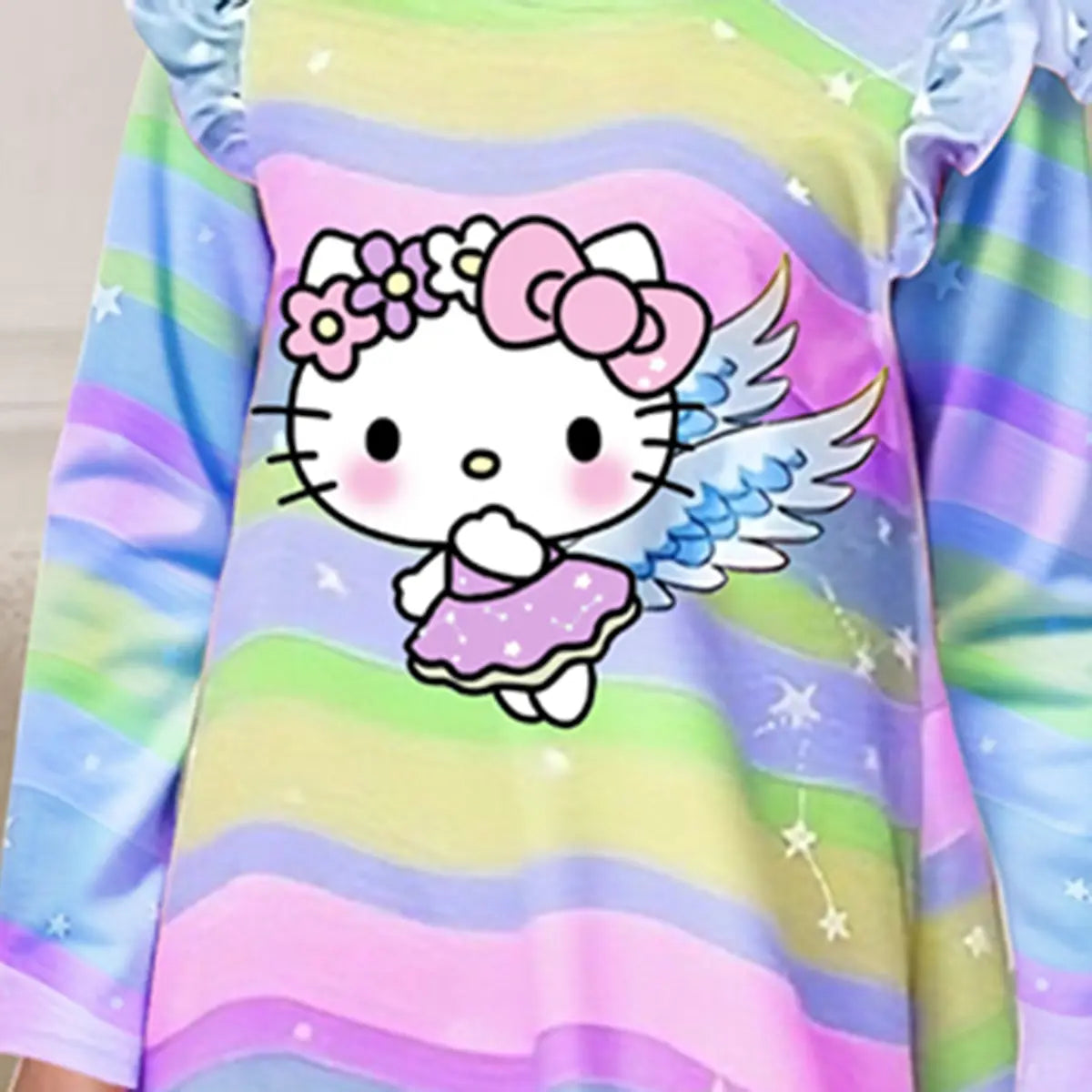 Girls Multicolor Rainbow Printed A-line Dress Casual Dresses