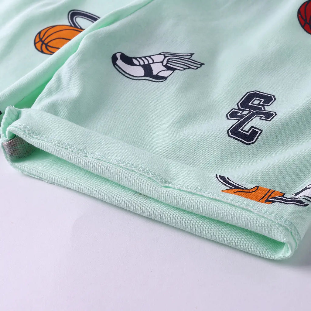 Boys Light Green AOP Graphics Short Sleeve T-Shirt With Elasticated Shorts Sets Sets