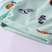 Boys Light Green AOP Graphics Short Sleeve T-Shirt With Elasticated Shorts Sets Sets