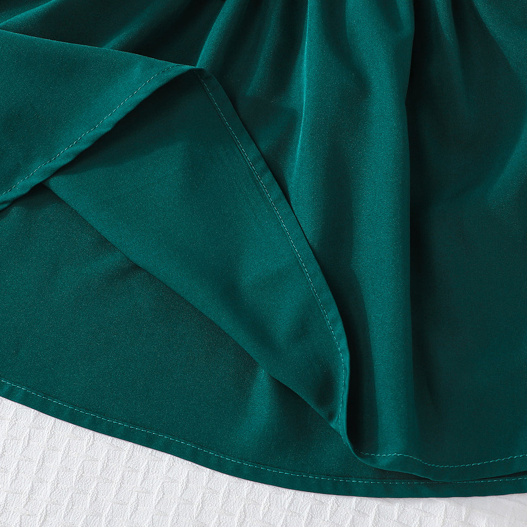 Girls Green Short Sleeve Shirt Dress Casual Dresses