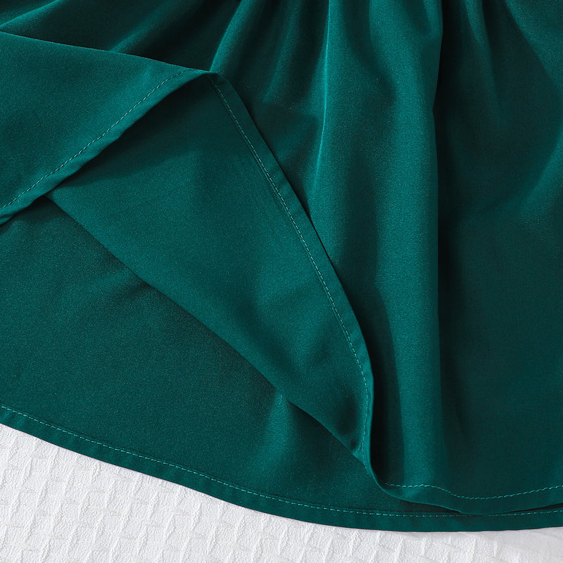 Girls Green Short Sleeve Shirt Dress Casual Dresses