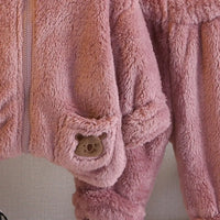 Boys Dark Pink Fleece Zip-up Jacket With Jogger Co-ord Sets Sets