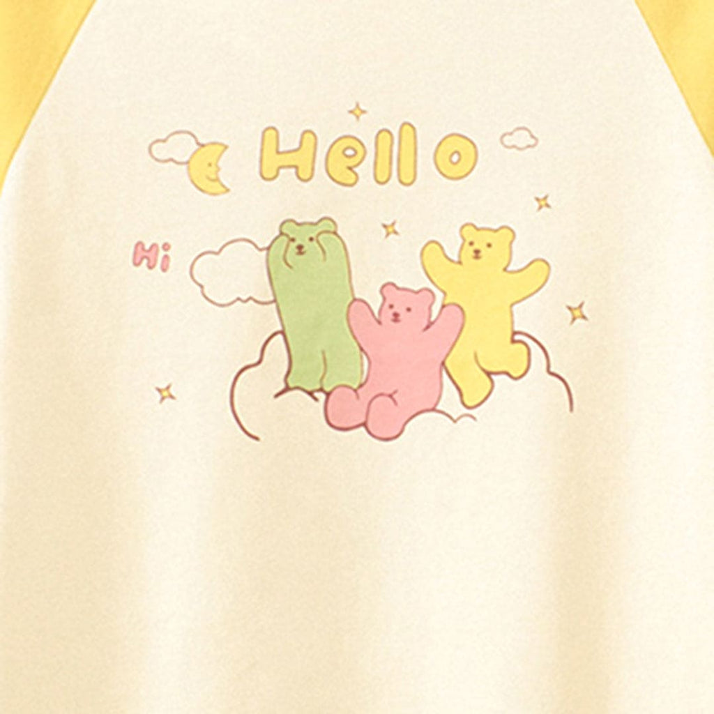 Girls Printed Raglan Sleeves T-shirt Tshirts   