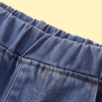 Girls Blue Heart Embroidered Denim Pants Pants