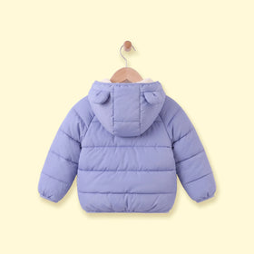 Boys Blue Bear Ear On Hood Quilted Zip-up Jacket Coats & Jackets