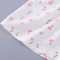 Girls Light Pink Floral Printed Short Sleeve Top With Elasticated Shorts Sets 2 pc. Sets