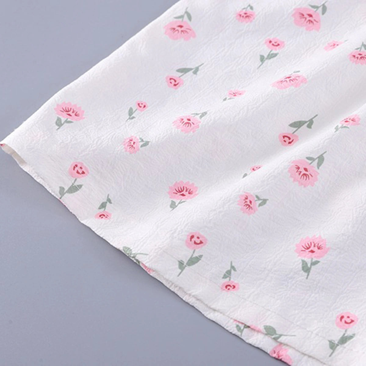 Girls Light Pink Floral Printed Short Sleeve Top With Elasticated Shorts Sets 2 pc. Sets