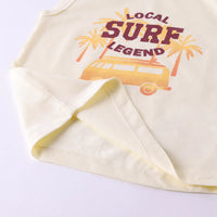 Boys Apricot Surf Printed Vest With Drawstring Shorts Sets Sets