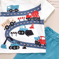 Boys White Short Sleeve Graphic Print T-Shirt With Shorts Sets 2 pc. Sets