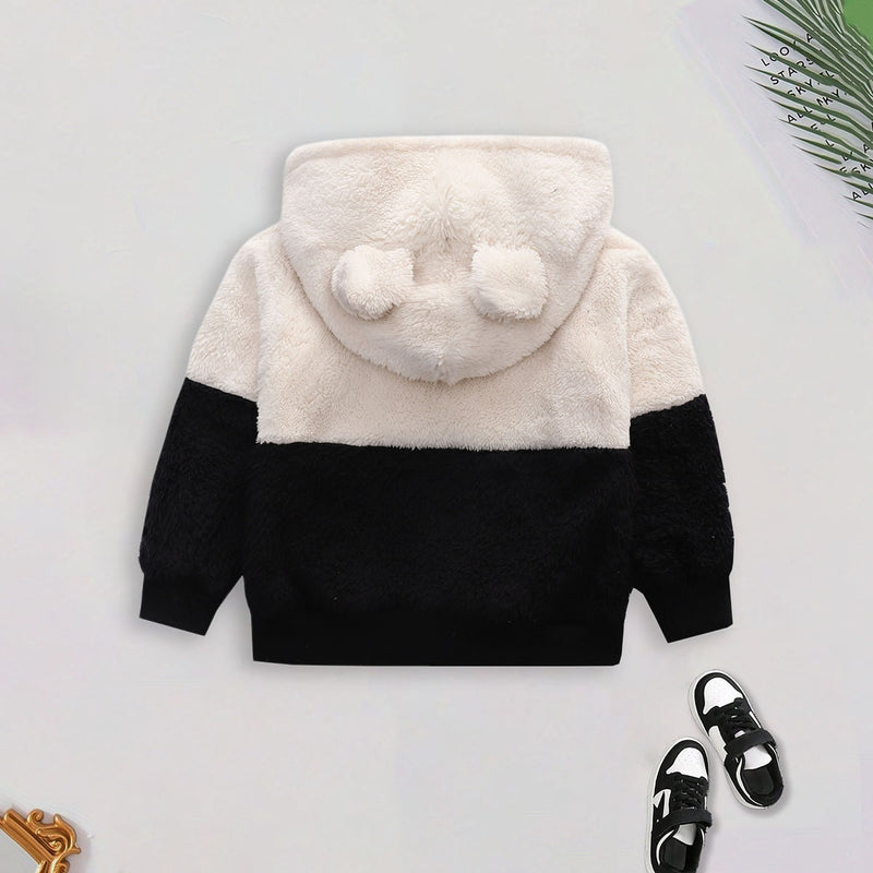 Girls Apricot Solid Poly Fleece Hooded Sweatshirt Sweatshirts & Hoodies