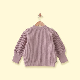 Girls Mauve Bow Applique Long Sleeve Sweater Sweaters & Cardigans