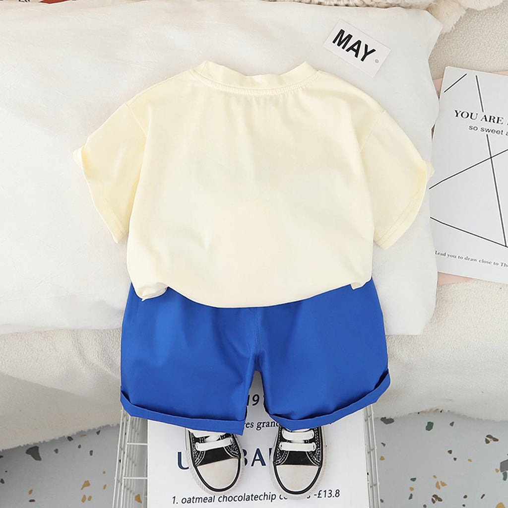 Boys 3D Lion Appliqued T-Shirt With Blue Shorts Set 2 pc. Sets
