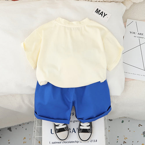 Boys 3D Lion Appliqued T-Shirt With Blue Shorts Set 2 pc. Sets