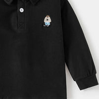 Boys Black Long Sleeves Polo T-shirt Tshirts