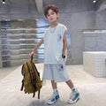 Boys Apricot Typographic Printed Sleeveless T-Shirt With Elasticated Shorts Sets Sets Apricot 5-6 Y