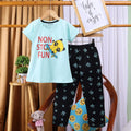 Girls Light Green Typographic Printed Short Sleeve T-shirts With Elasticated Legging Sets Sets Light Green 2-3 Y