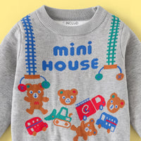 Boys Grey Bear Graphic Long Sleeve Sweater Sweaters & Cardigans