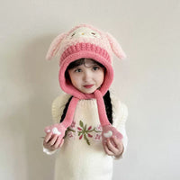 Kids Warm Animated Embroidered Beanie Cap Trending Accessories Pink Onesize