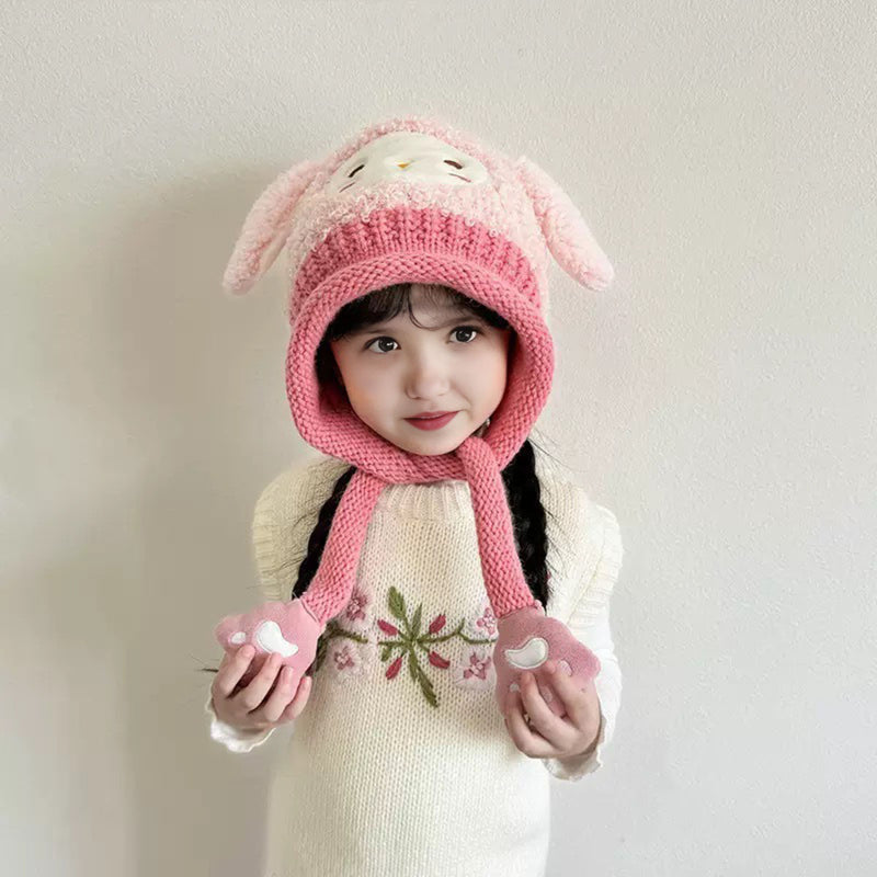 Kids Warm Animated Embroidered Beanie Cap Trending Accessories Pink Onesize