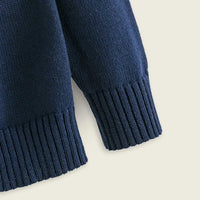 Girls Navy Blue Cardigan With Self-Design Heart Patterns Sweaters & Cardigans