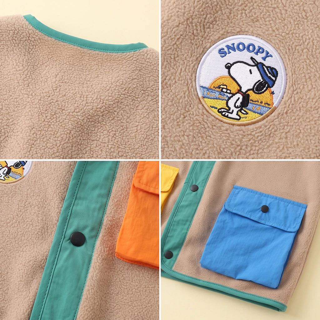 Boys Light Brown Colorblocked Sleeveless Jacket Coats & Jackets