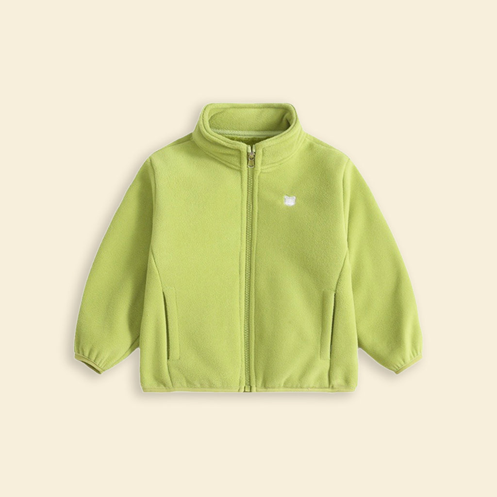 Boys Green Fleece Zipper Jacket Coats & Jackets