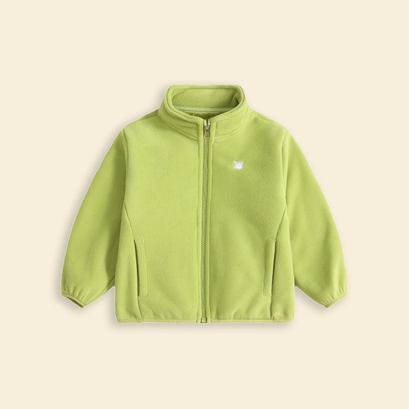 Boys Green Fleece Zipper Jacket Coats & Jackets