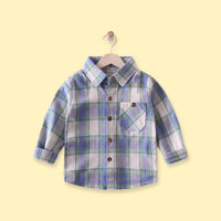 Boys Blue Checked Long Sleeve Shirt Shirts Blue 1-2 Y
