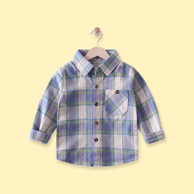 Boys Blue Checked Long Sleeve Shirt Shirts Blue 1-2 Y