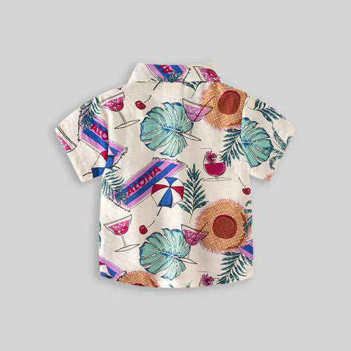 Boys Apricot Tropical Printed Short Sleeves Shirt Shirts