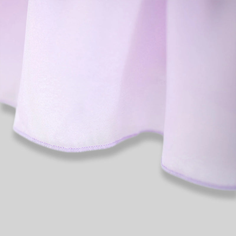 Girls Lilac Floral Print Bow A-Line High-Low Dress Casual Dresses