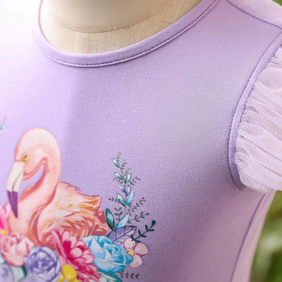 Girls Lavender Graphics Flutter Sleeve Fit & Flare Party Wear Dress Party Dresses