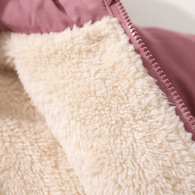 Girls Mauve Fleece-Lined Hooded Puffer Jacket Coats & Jackets