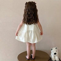 Girls Black Self-Design Sleeveless A-line Dress Casual Dresses
