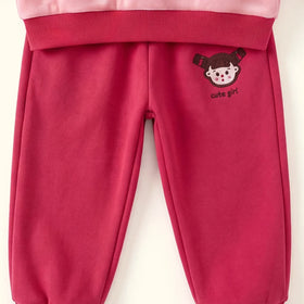 Girls Red Graphic Long Sleeve Sweatshirt With Pants Sets 2 pc. Sets