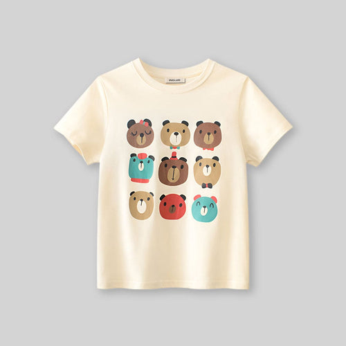 Girls Teddy Print Short Sleeves T-shirt Tshirts   