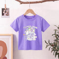 Girls Purple Short Sleeve Floral Print T-Shirt Tshirts Purple 1-2 Y