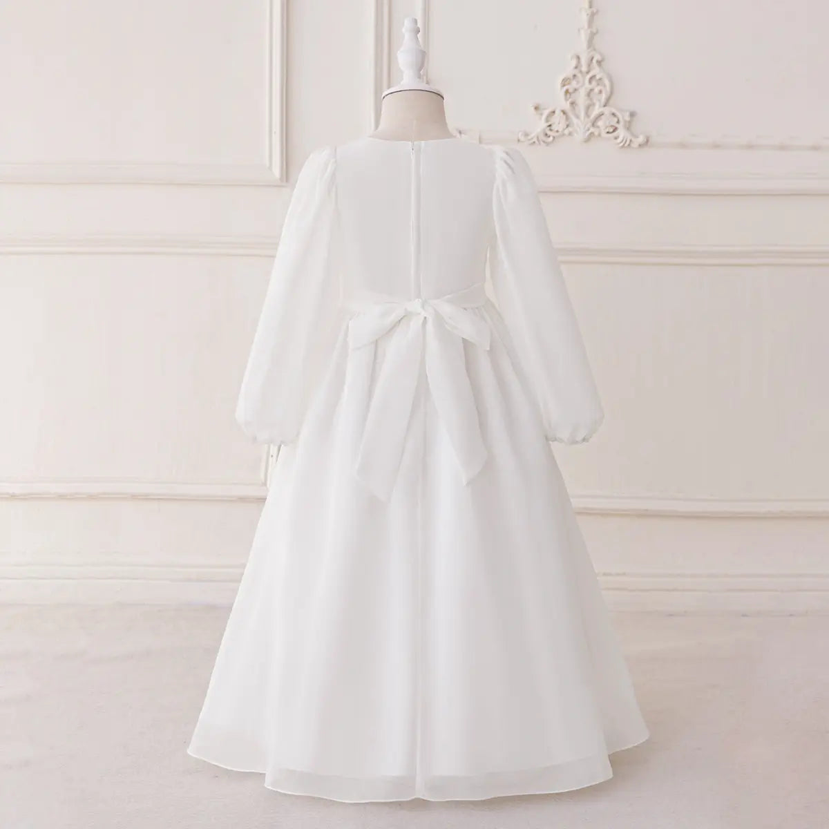 Girls White Long Sleeve Embroidered Maxi Dress Casual Dresses