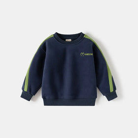 Boys Navy Blue Colorblocked Sweatshirt With Jogger Co-ord Sets Sets