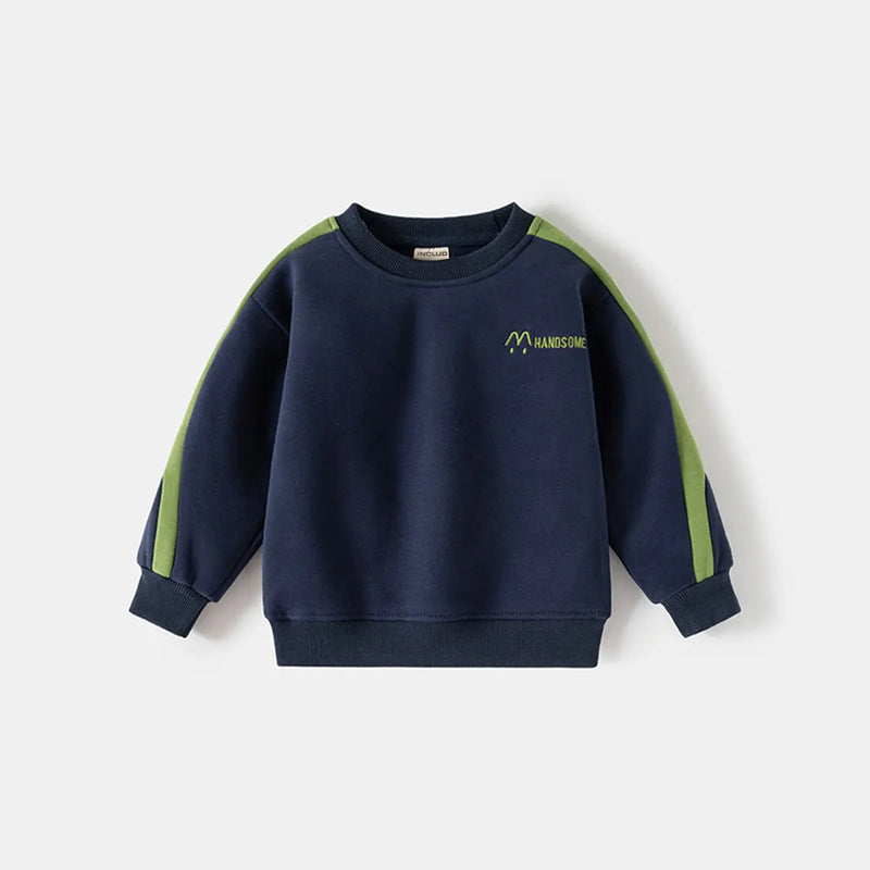 Boys Navy Blue Colorblocked Sweatshirt With Jogger Co-ord Sets Sets