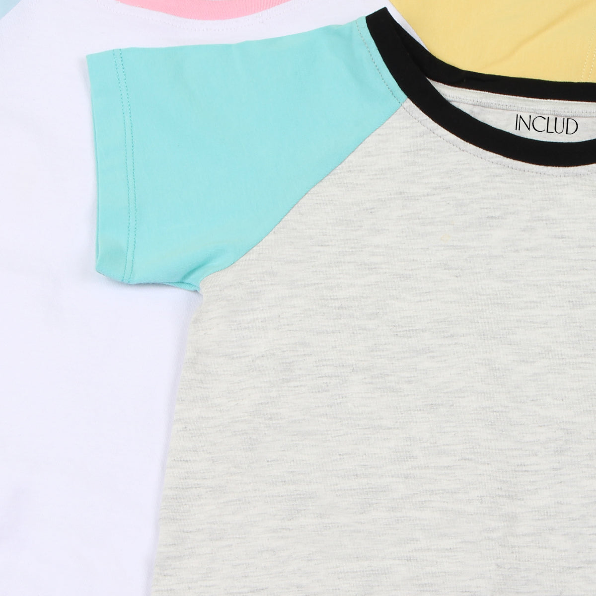 Girls Multicolor Color-blocked Raglan Sleeve T-Shirt With Sets - Pack of 2 Sets