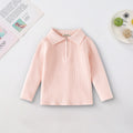 Girls Pink Self-Design Stripes Winter Polo T-Shirt Tshirts Pink 2-3 Y