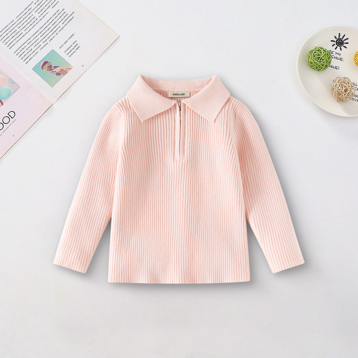 Girls Pink Self-Design Stripes Winter Polo T-Shirt Tshirts Pink 2-3 Y