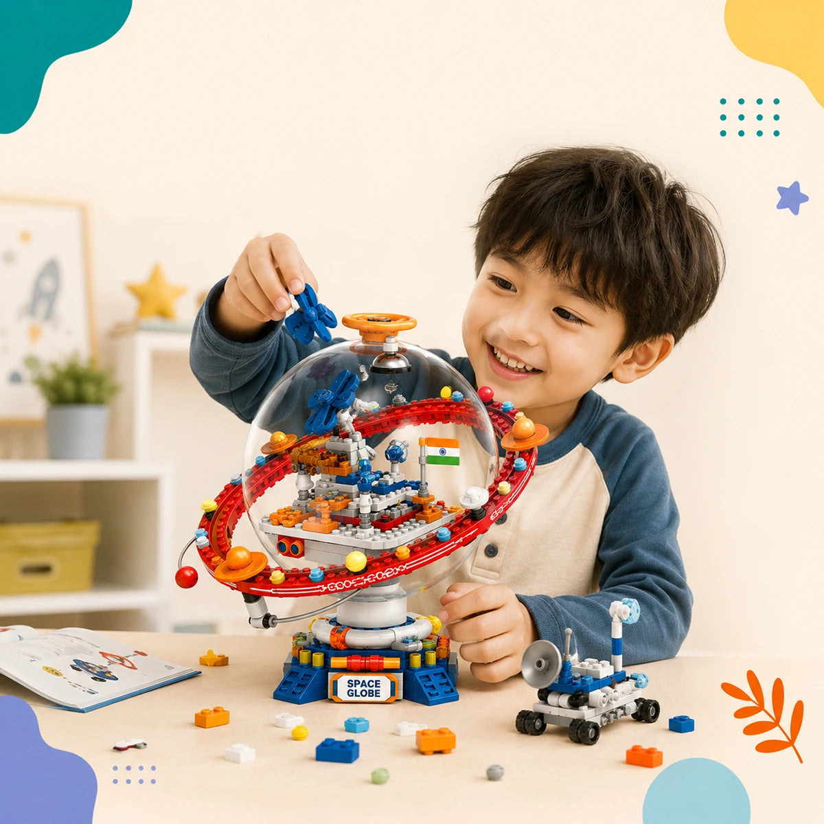 Space Astronaut Building Block Model - Orbiting Planet Dome Display Set Trending Accessories