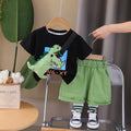 Boys Black Dinosaur Graphic Short Sleeve T-Shirt With Shorts Sets 2 pc. Sets Black 1-2 Y