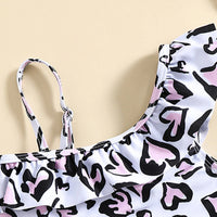 Girls White Abstract Printed Top With Briefs Swimwear Sets Sets